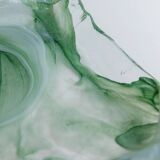 Vintage Murano Glass Tray in Green and White Swirls - Handmade Italian Glass, Mid-Century 1970s