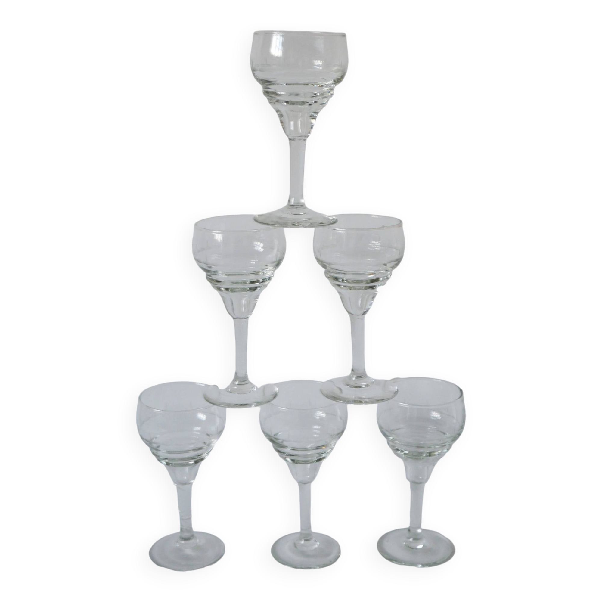 set of 6 crystal liqueur glasses engraved 1940 12 X 5.5 cm