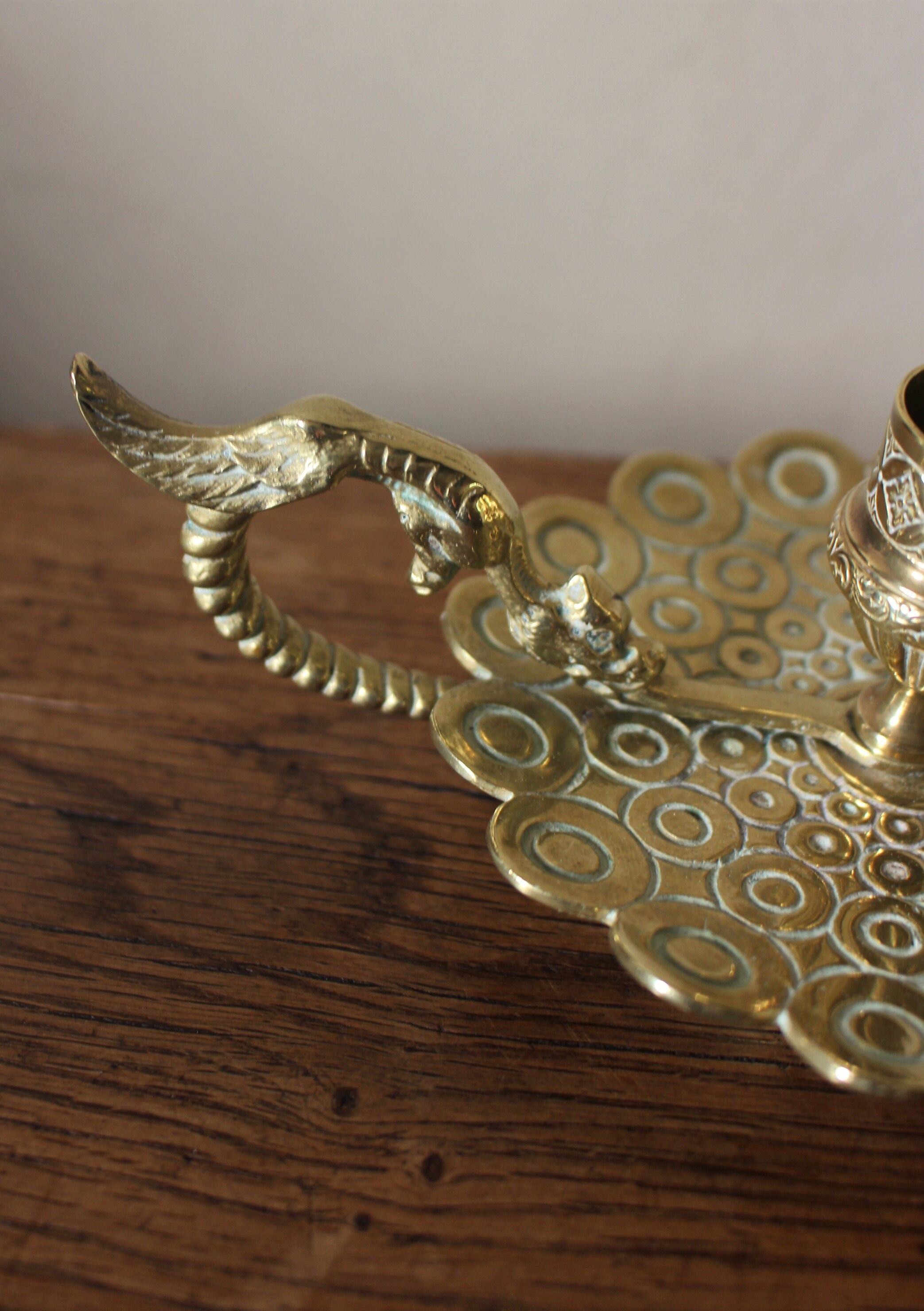 Cellar rat candle holder worked brass dragon