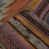 Tapis Kilim Anatolien Vintage – Rayures Ethniques, Tissé Main , 176x242 Cm