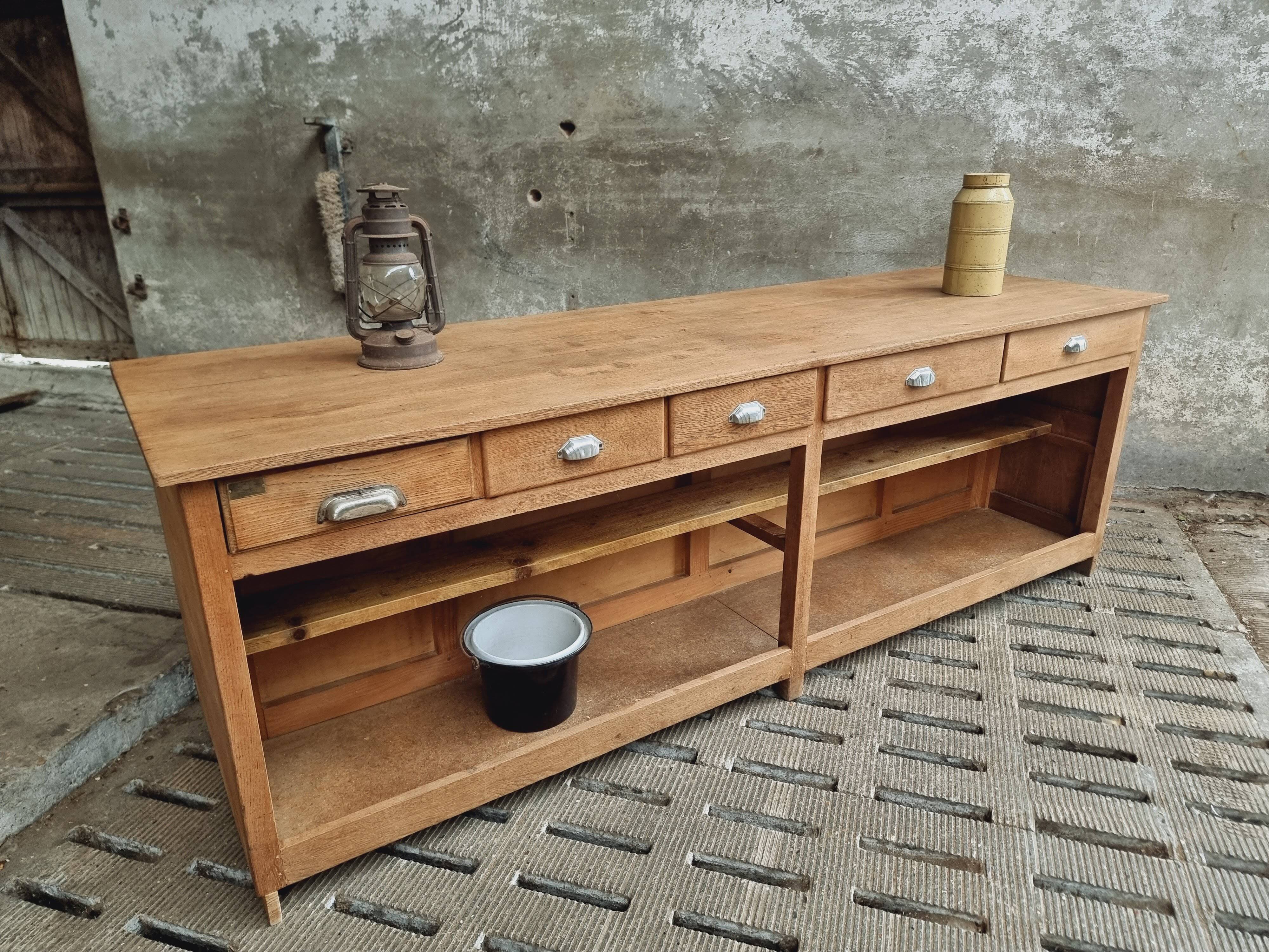 Antique counter kitchen island shop counter oak