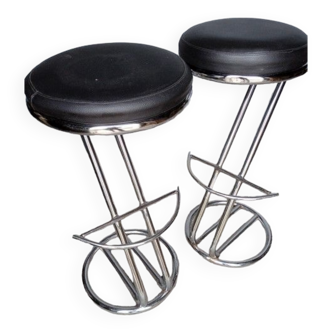 2 tabourets de bar metal chrome design 1970/80