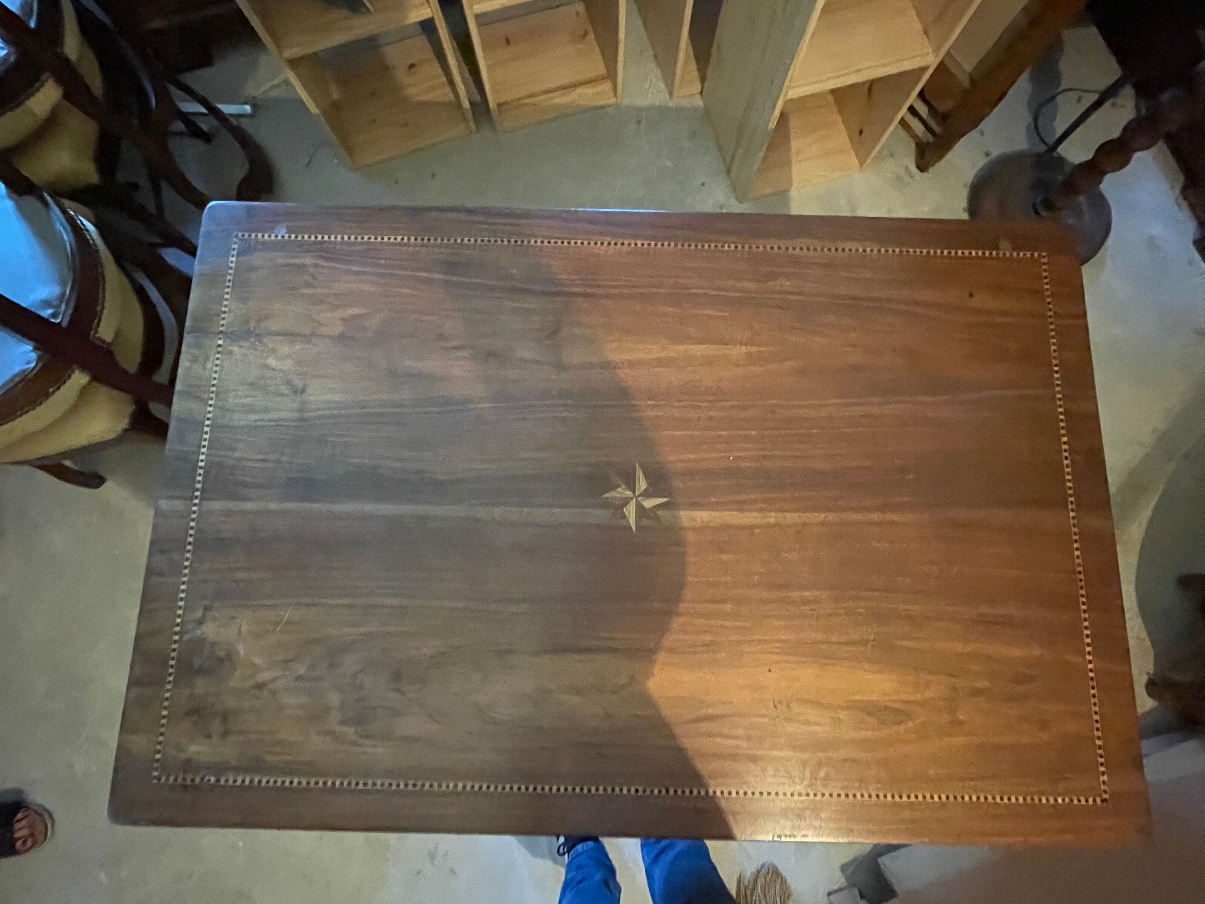Walnut desk marquetry