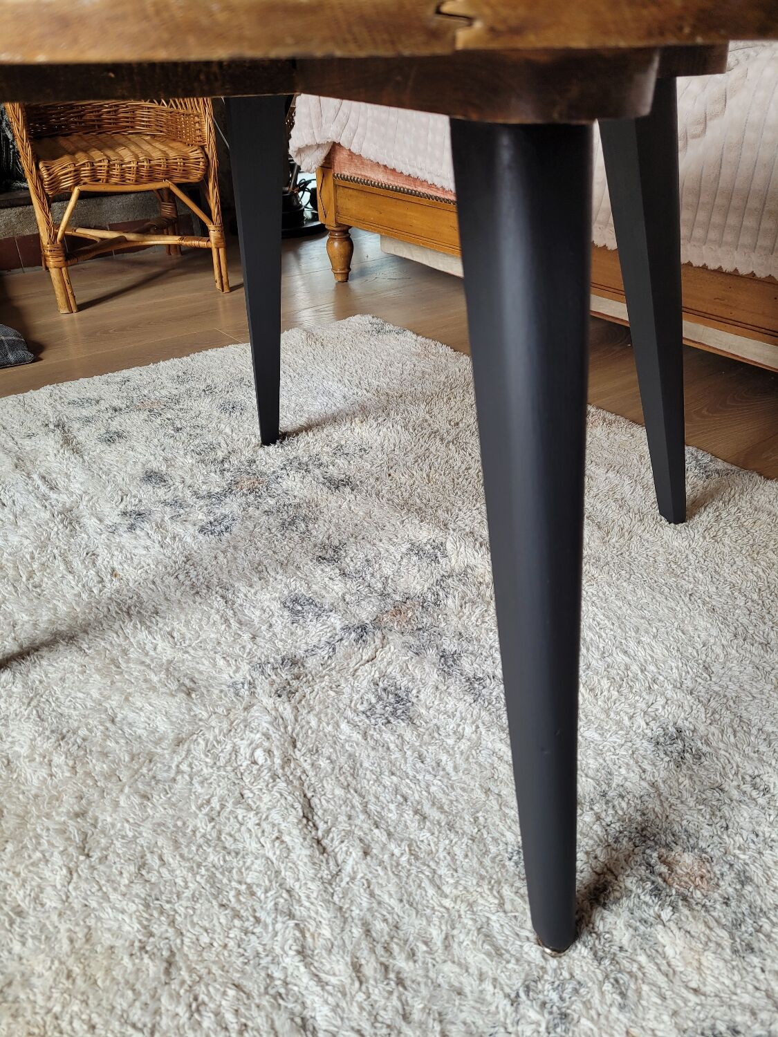 Round wooden coffee table