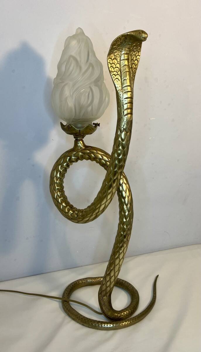 Cobra snake lamp in bronze