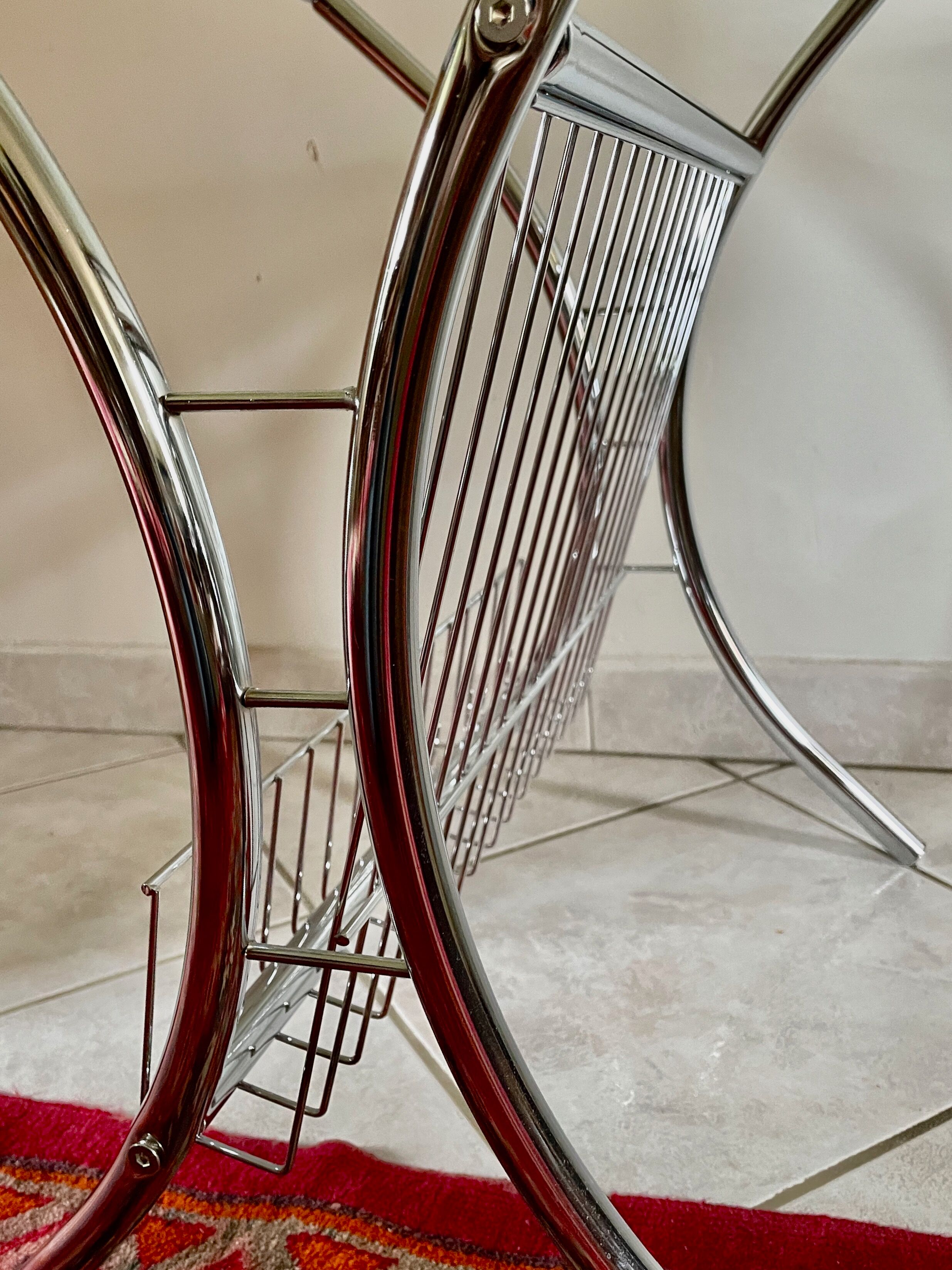 End of sofa magazine holder chrome 1970