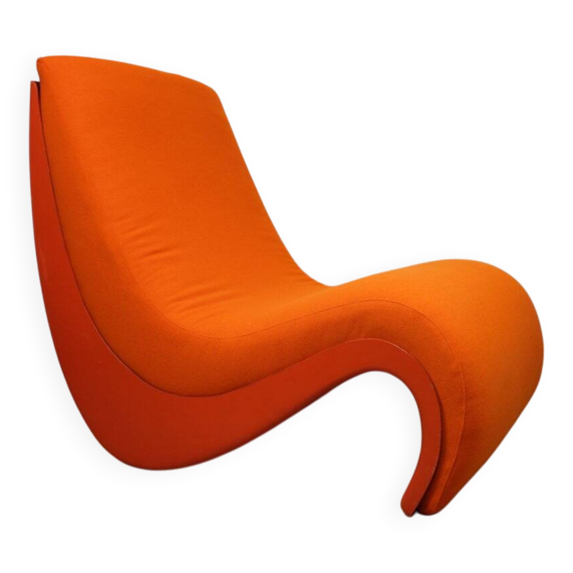 Vintage organic armchair in orange fabric and fiber, 1970