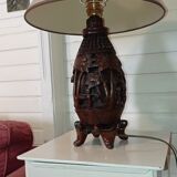Carved wooden lamp