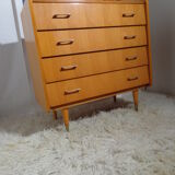 Vintage chest of drawers from the 60s in light wood