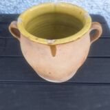 Antique glazed terracotta grease pot