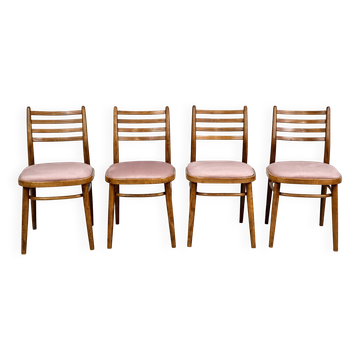 Ensemble de 4 chaises de salle à manger, TON, années 1960, Tchécoslovaquie