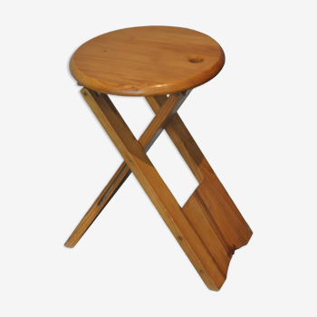 Folding pine stool in 70s