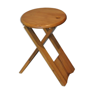 Tabouret pliant en pin années 70