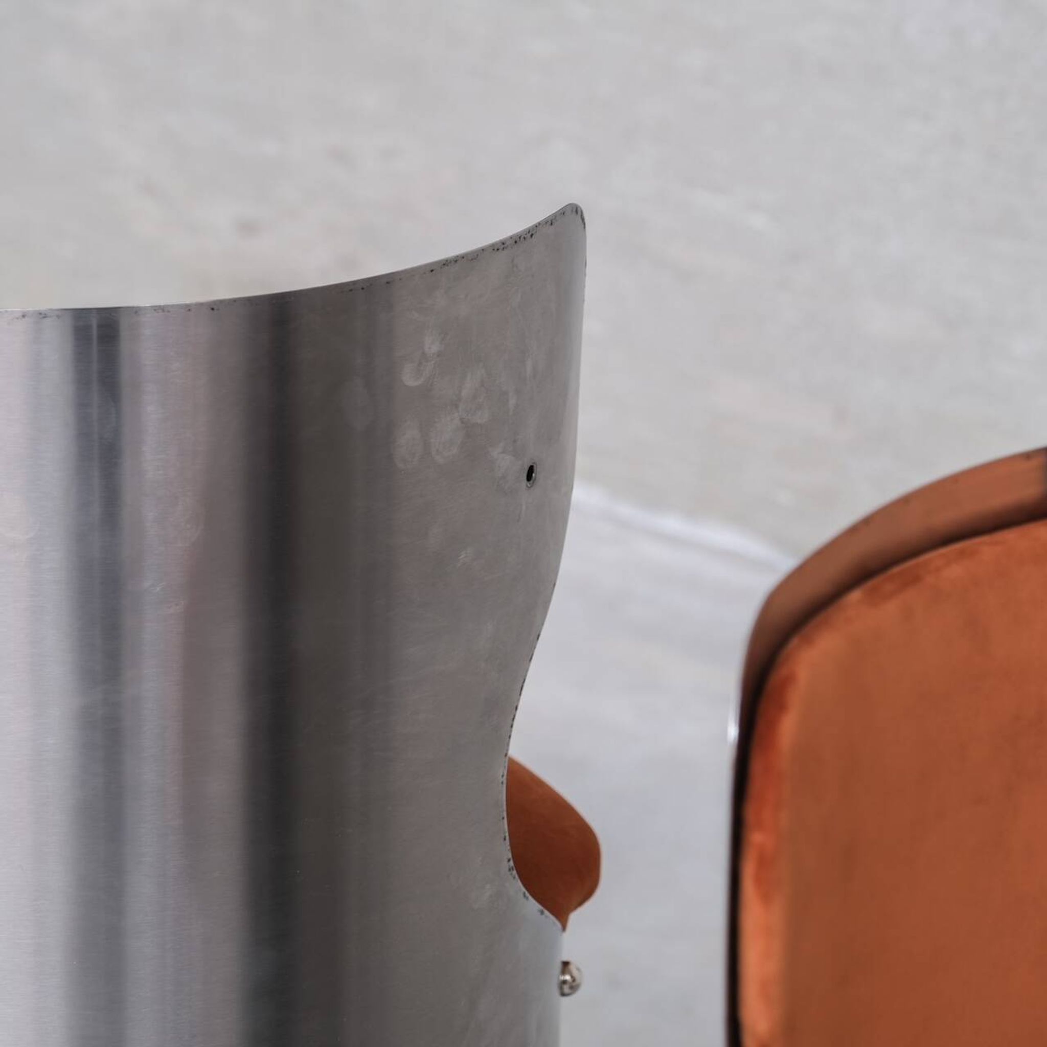 Single Occasional or Vanity Chairs in Brushed Chrome attr. to Willy Rizzo (
