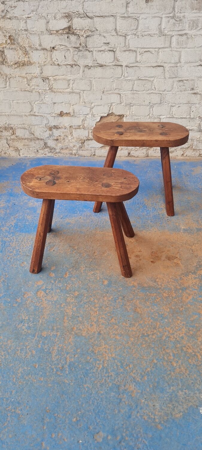 Pair of solid oak stools