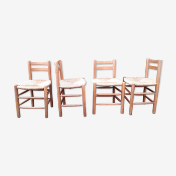 Set de 4 chaises en paille
