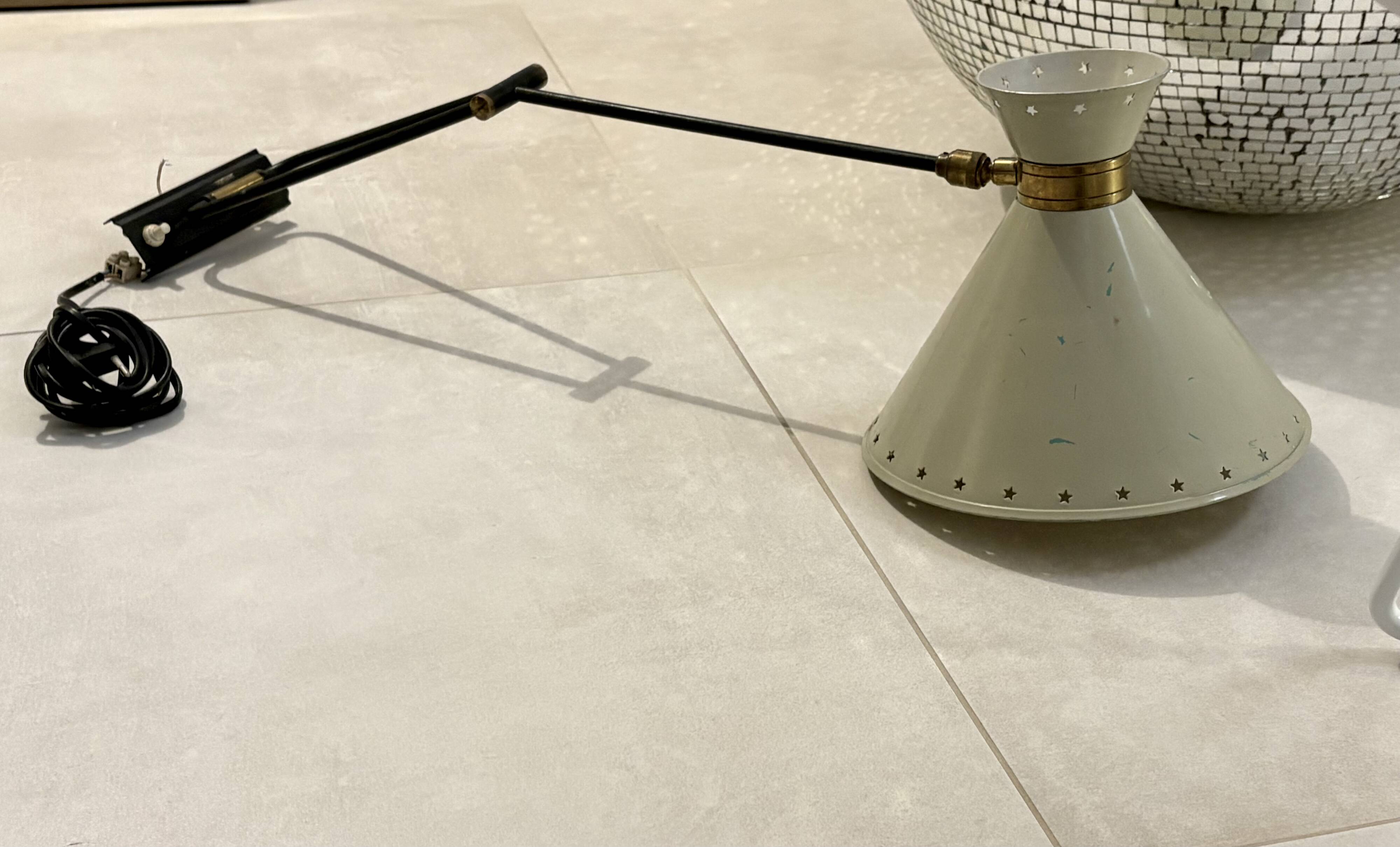 Rare lamp/wall light diabolo arm DLG Guariche Robert Mathieu Lunel