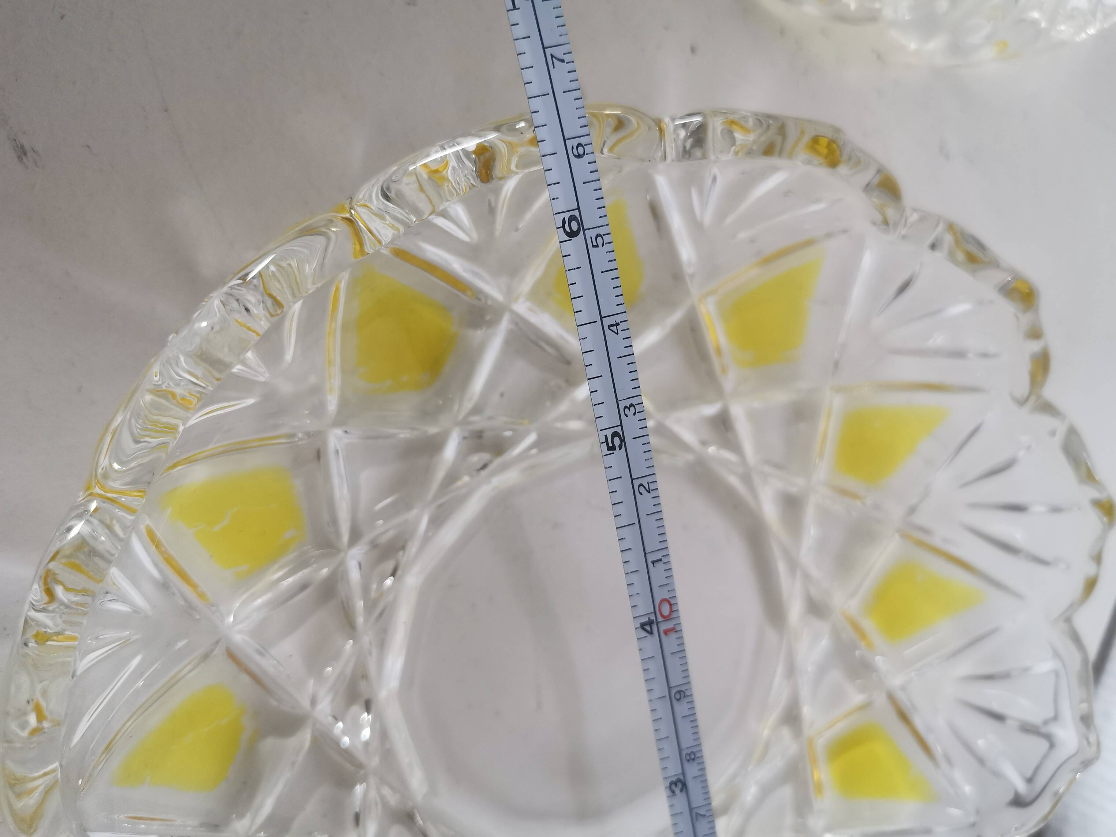 Candy dish, sugar bowl in transparent faceted glass