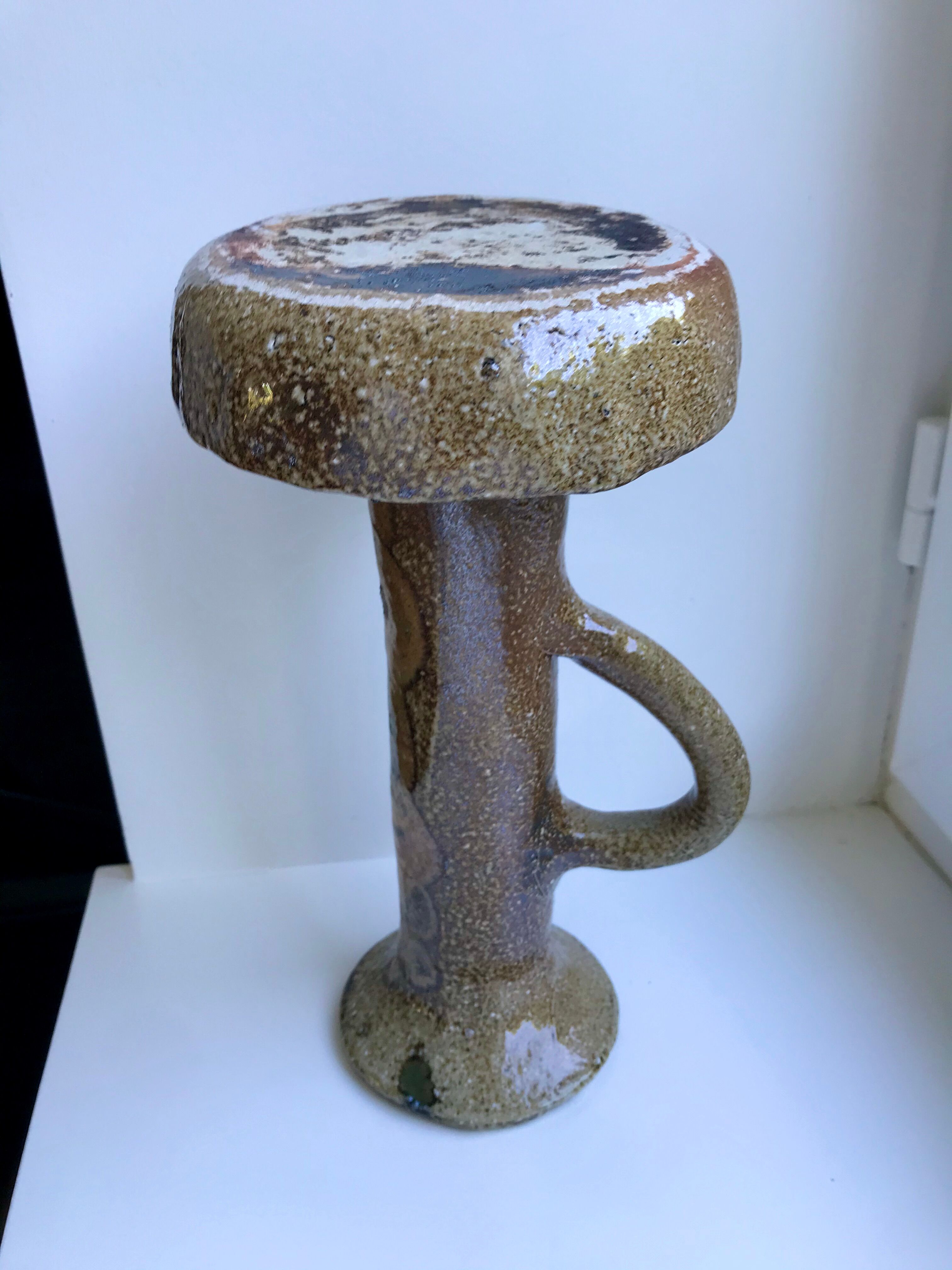 Huge candle holder in pottery / glazed ceramics 60s-70s