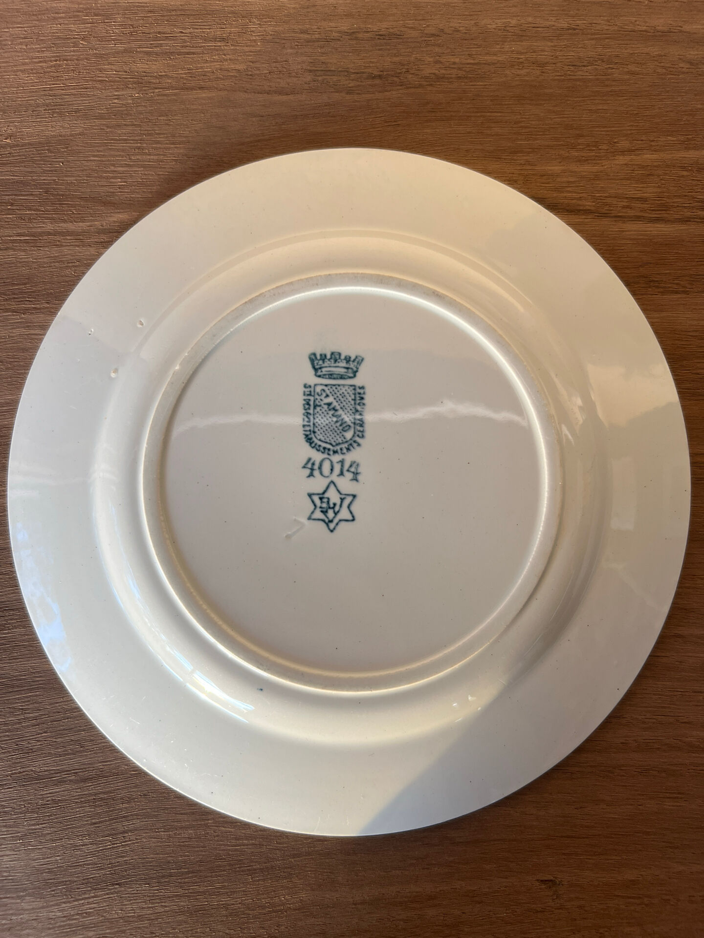 Assiette plate St Amand 4014 décor bleu vert