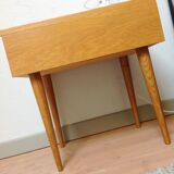 Scandinavian-style varnished wooden bedside table / vintage 60s-70s