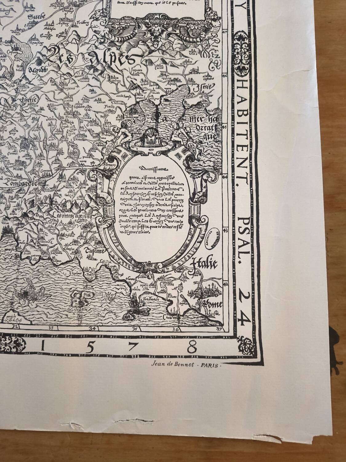 Carte ancienne de la France – Gravure du XVIᵉ siècle Jean Jolivet