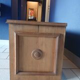 Low oak furniture in the Dudouyt style, with a sculpted front.