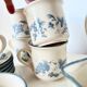 Vintage Staffordshire coffee set – blue grape decor – 1970s
