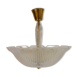 Large Swedish textured glass pendant light Orrefors