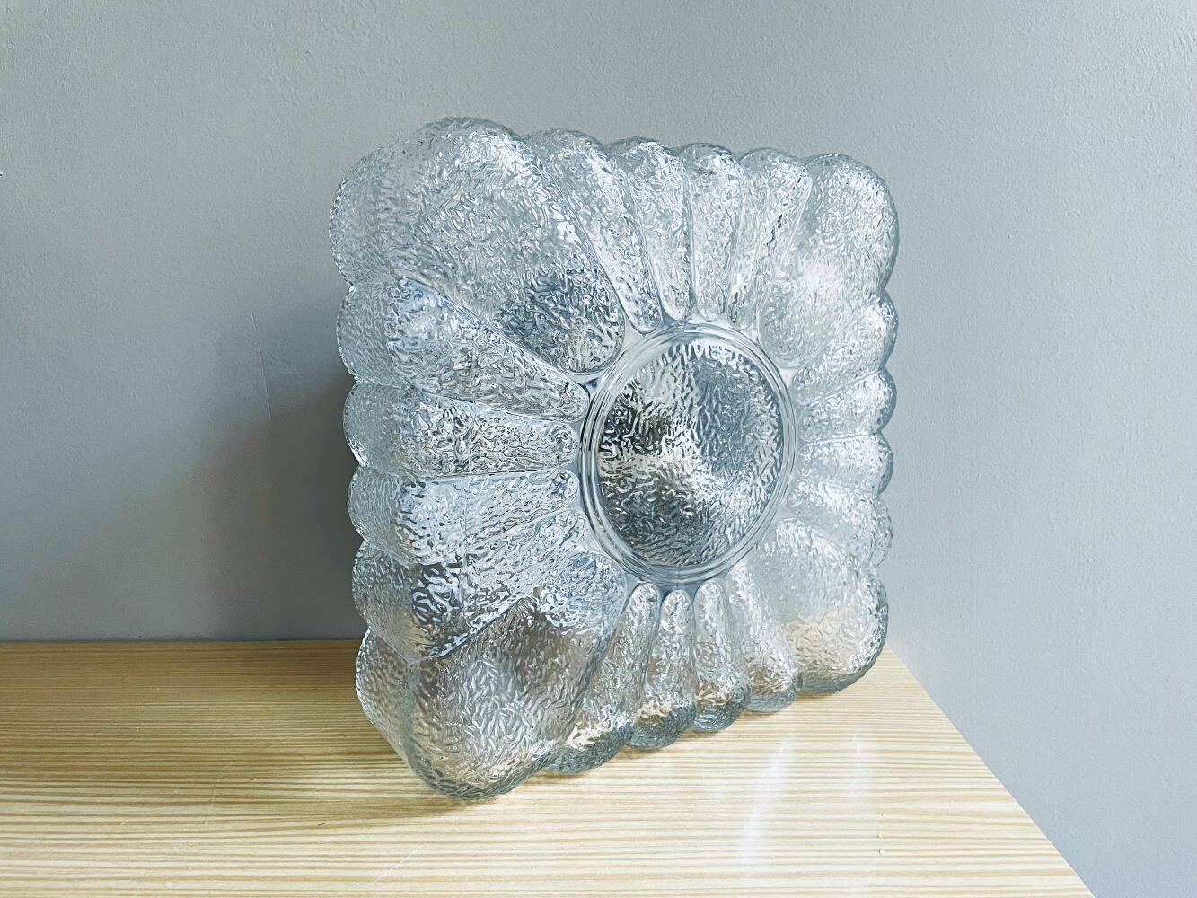 Spanish square textured glass flush mount lamp