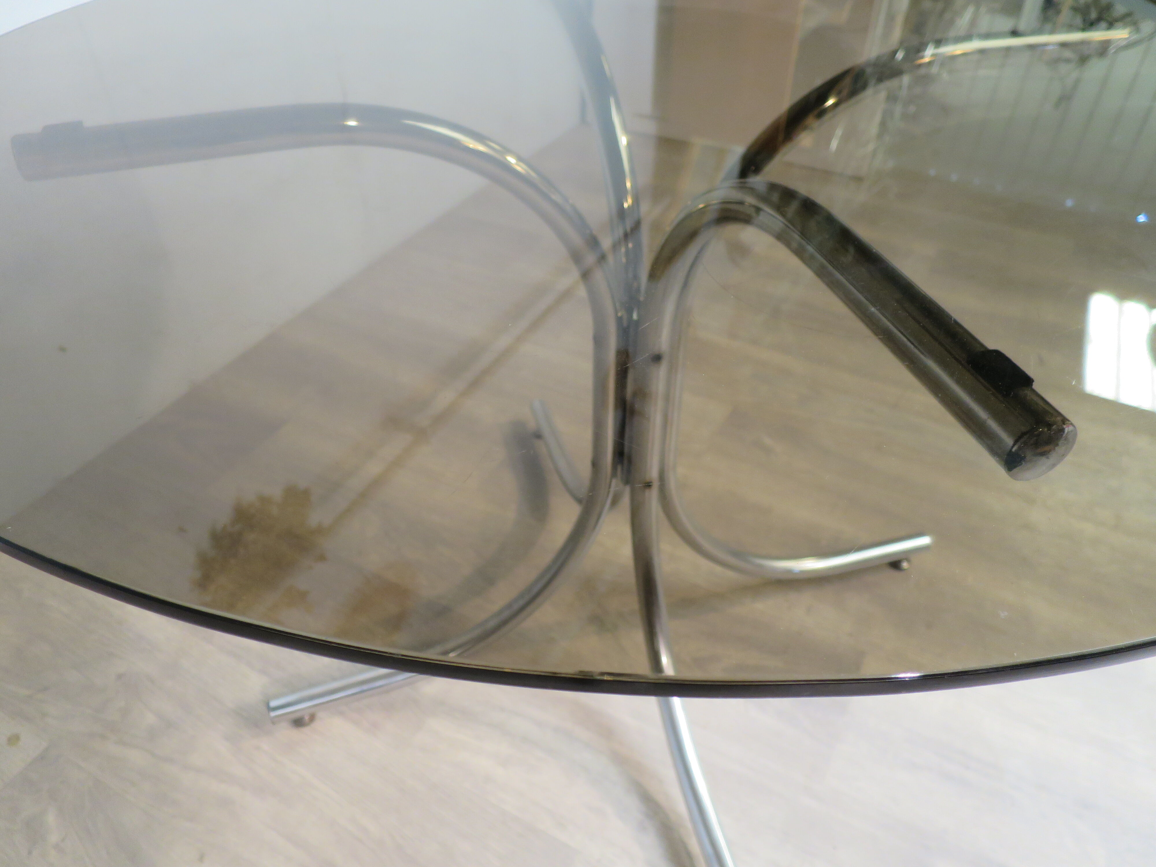 Glass and chrome round table
