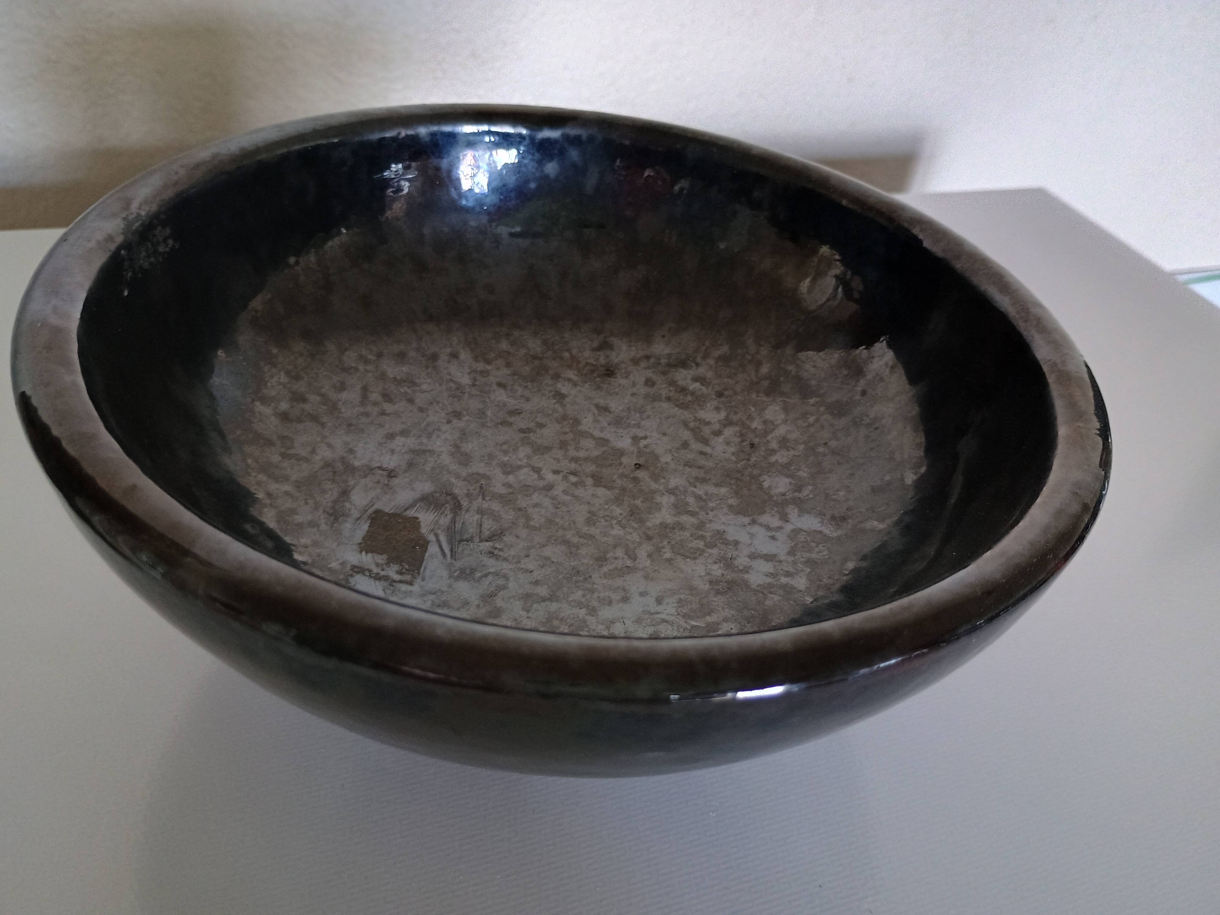 Jean Bacus (1885-1952) - Petite coupe grès glaçure noire JB Vallauris