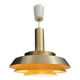 Lampe à suspension en métal VEB couleur laiton et blanc années 1960