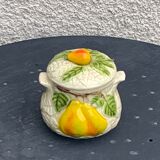Slurry pattern pears and vintage glazed ceramic grape