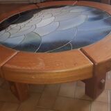 Solid elm coffee table François Sénac