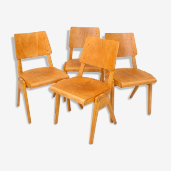 Ensemble de 4 chaises empilables des années 50