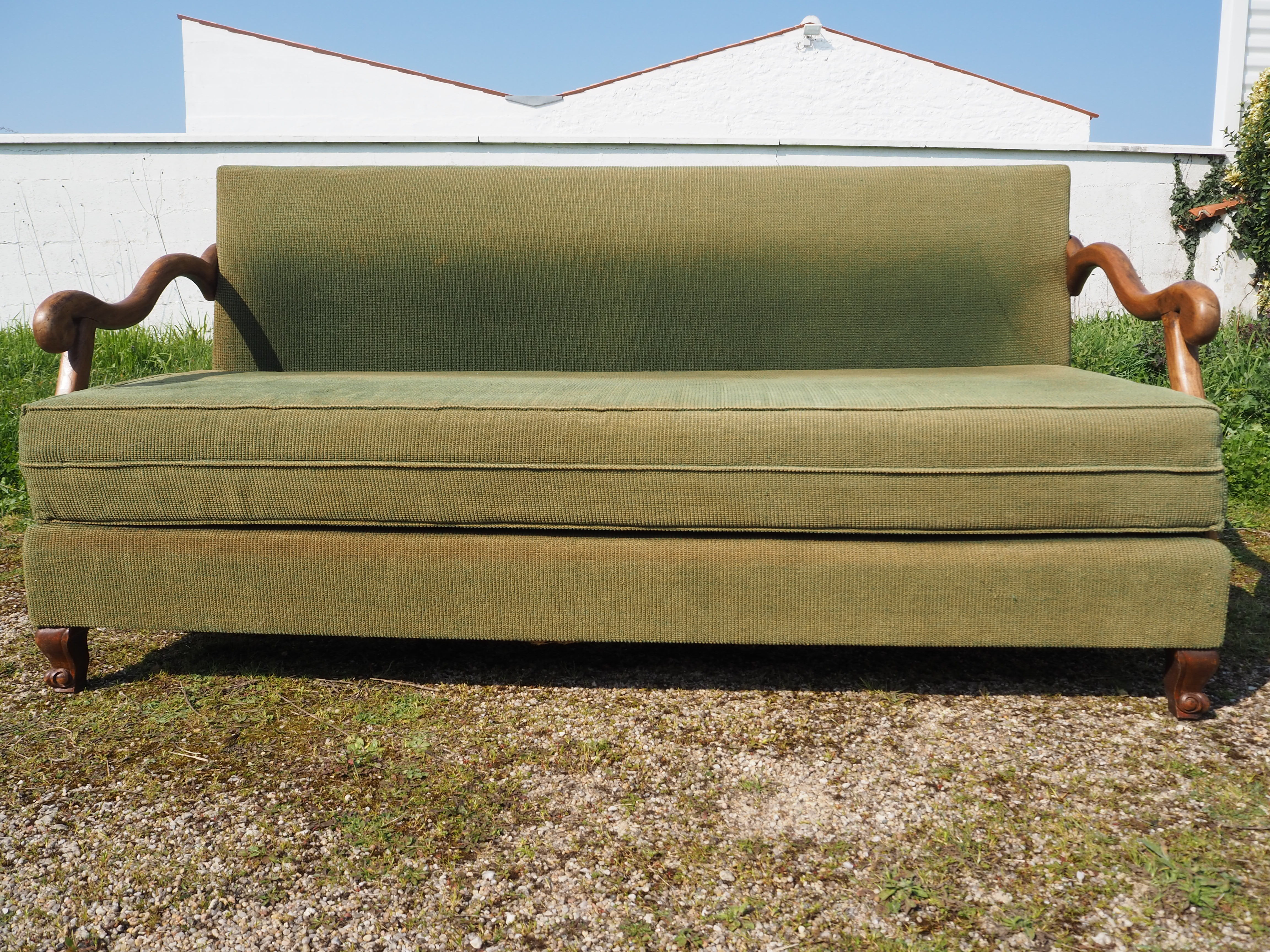 Louis XIII Style Convertible Sofa Sheep Bones