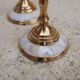Pair of vintage brass and mother-of-pearl candlesticks