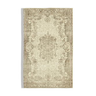 Handmade antique oriental beige rug 170 cm x 280 cm