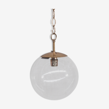 Brass and bubble glass mid-century pendant (3 available)