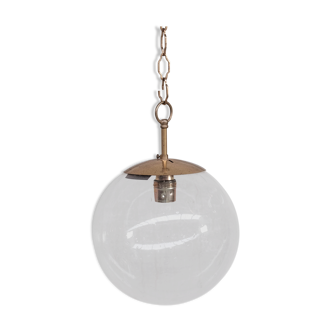 Brass and bubble glass mid-century pendant (3 available)