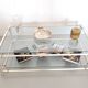 Rectangular Crystal and White Metal Coffee Table with a Lower Shelf