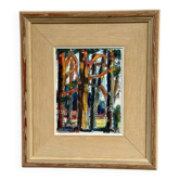 Original European Oil on Canvas – "Tree Trunks" by Wilhelm Henning – Signed – Vintage and Framed – 41 × 36 cm (16.1" × 14.2")