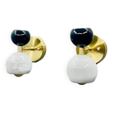 Italian Diablo Ball Wall Sconces in Polished Brass: Black & White Dual Lights