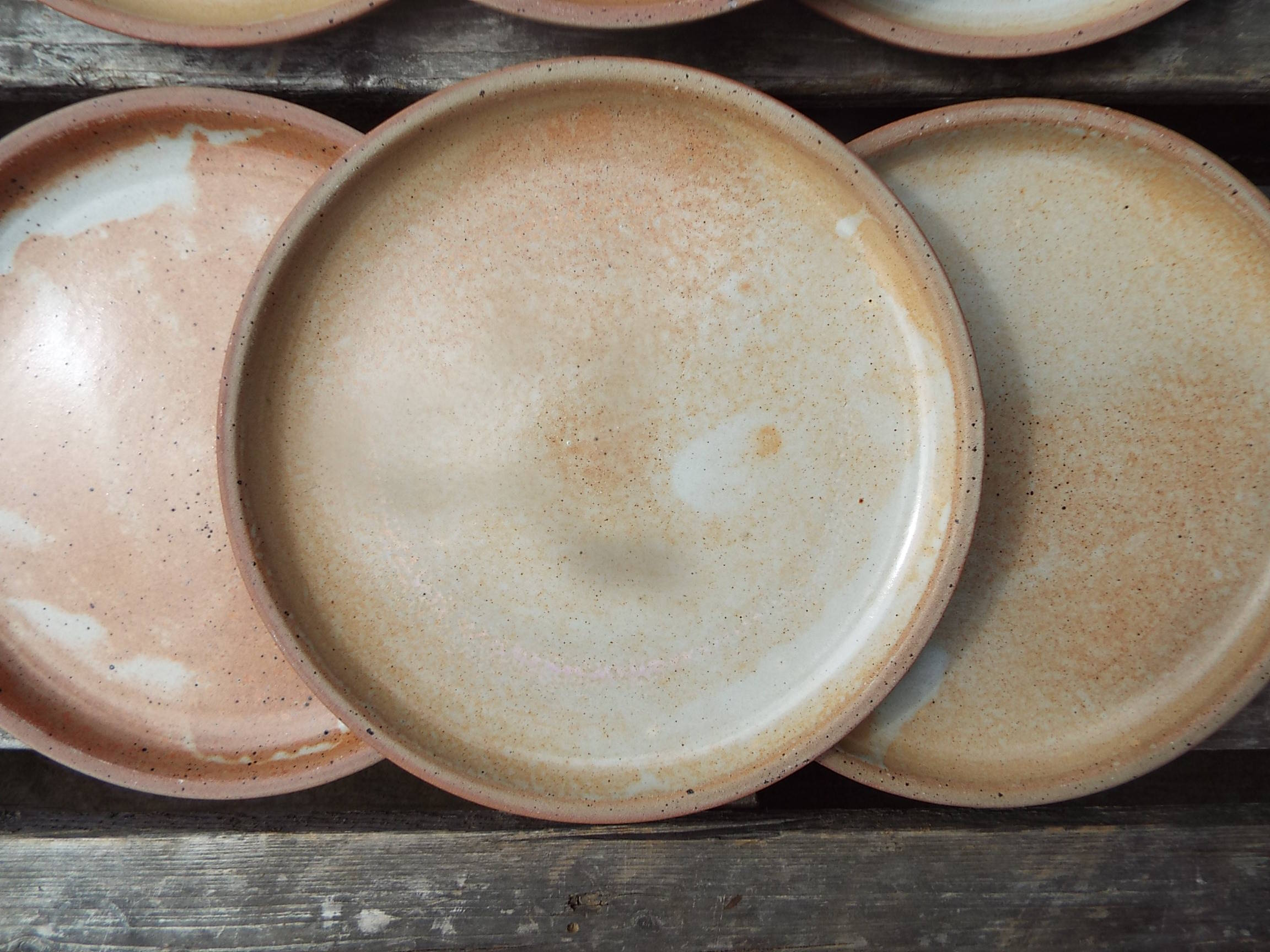 6 flat stoneware plates