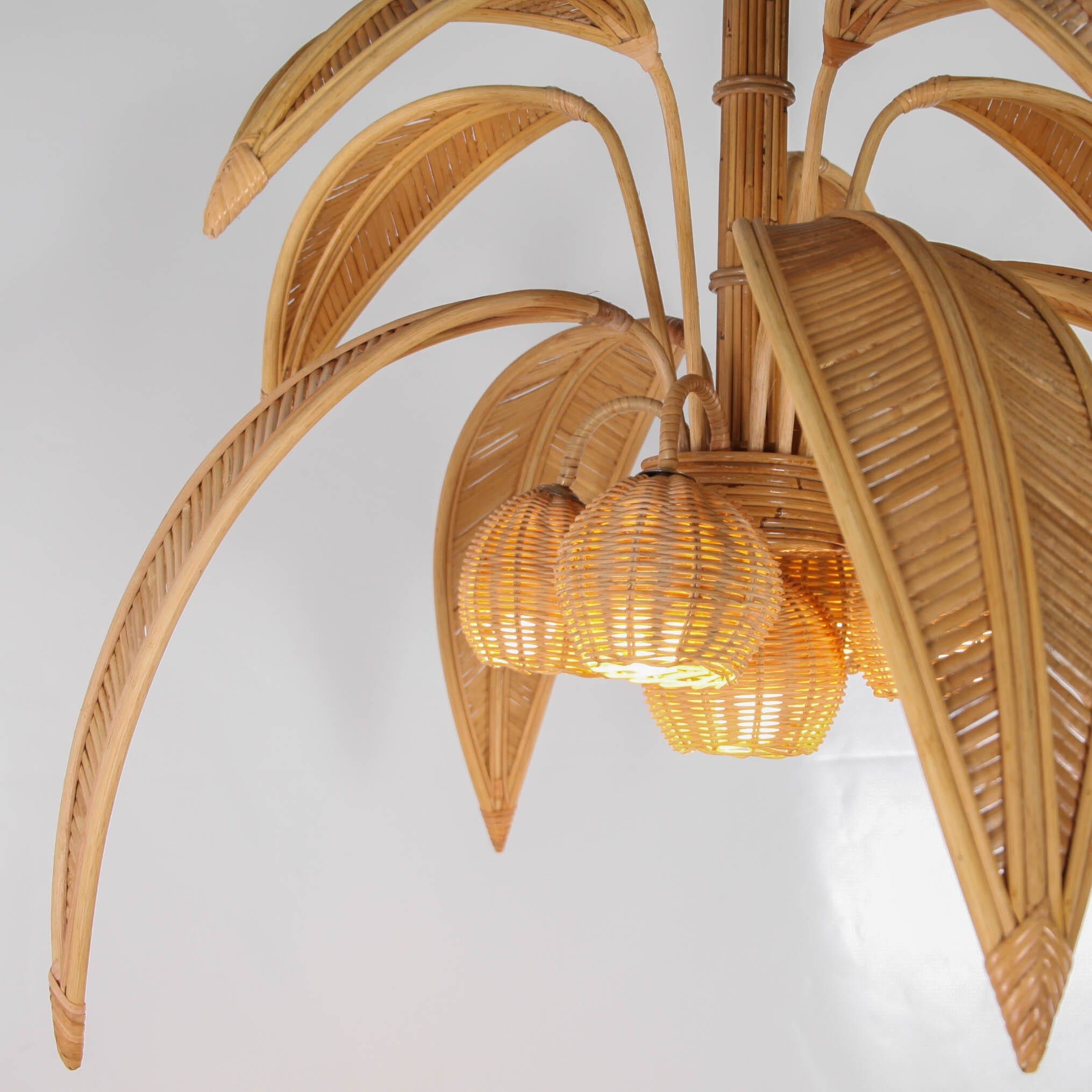 Chandelier "coconut/palm" in rattan