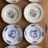 Set of 8 mismatched soup plates