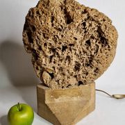 Sculptural lamp in openwork mineral concretion, brutalist style – 42 cm