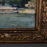 Oil on wood by E. Cousin Crusyn Paris the quays of the Seine 1904