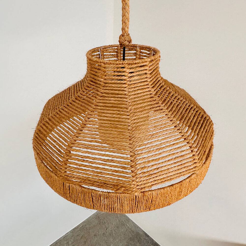 Large rope & jute pendant light, 1970s